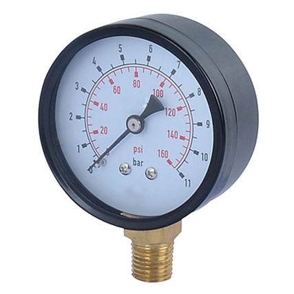 Black Steel Case Pressure Gauge
